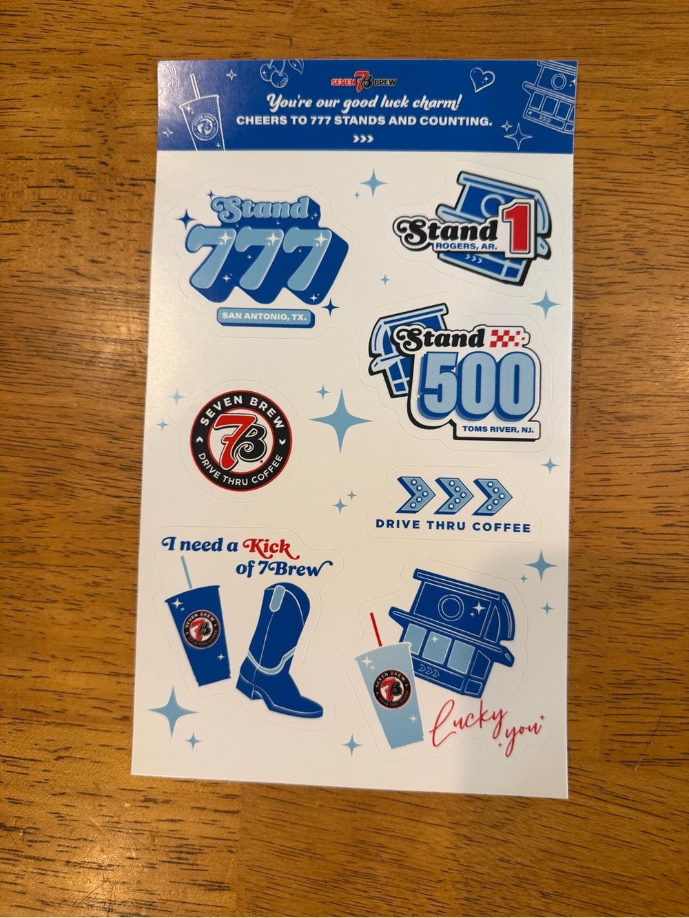 7 Brew Drive Thru Coffee Stand 777 Sticker Sheet Promo 6/15/26 New Collectible
